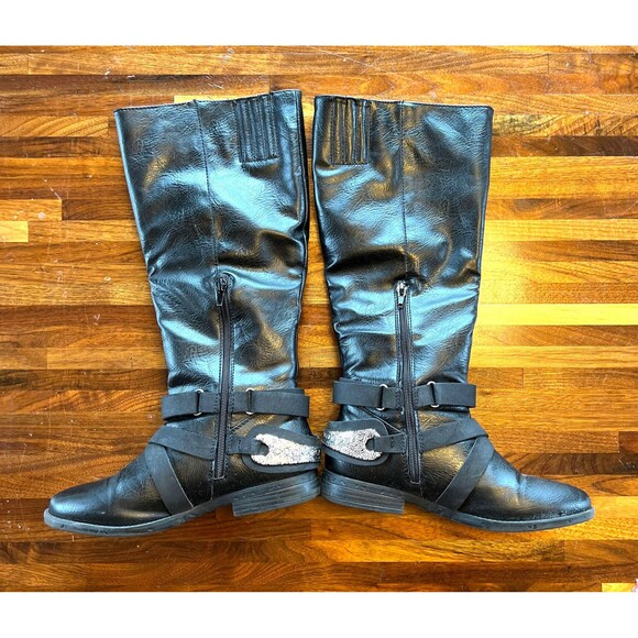 Rampage Isadora Black Riding Decorative Black calf Boots. Size 6M - Picture 5 of 10